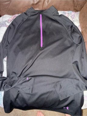 Under Armour Black Pullover with Purple Zip and Logo